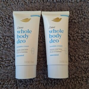 2 Pk Dove Whole Body Deo Aluminum‎ Free Invisible Cream Deodorant Unscented